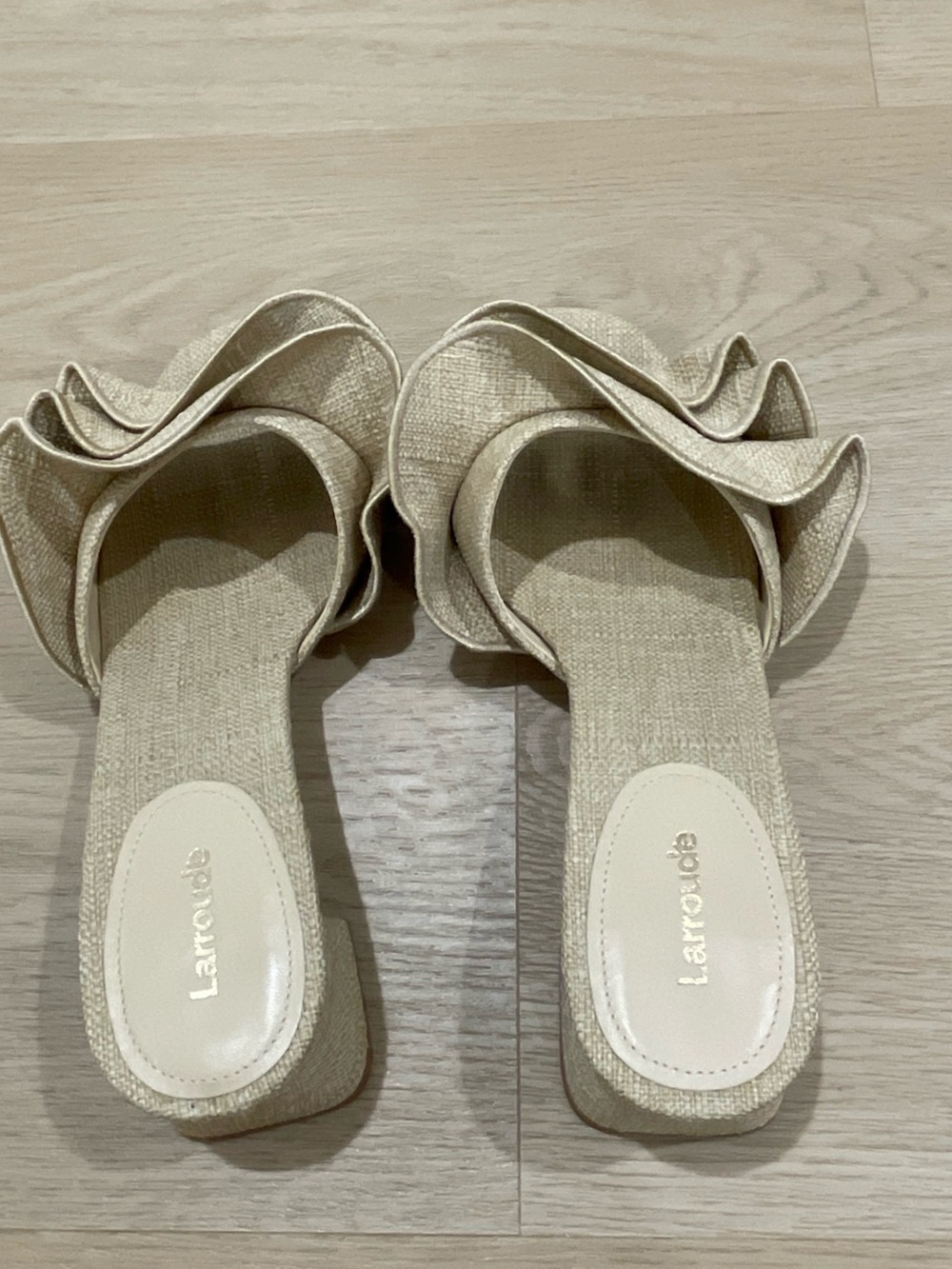 Larroudé Natural Raffia Ruffle Mule - Picture 2 of 7